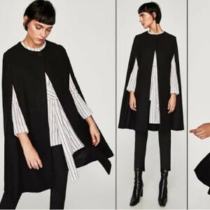 Zara BNWOT black wool cape. Medium